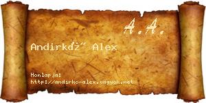 Andirkó Alex névjegykártya